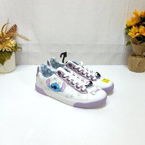 Disney Stitch Low Top Sneakers Womens 10 Lace-Up Glitter Accents Charm Keychain